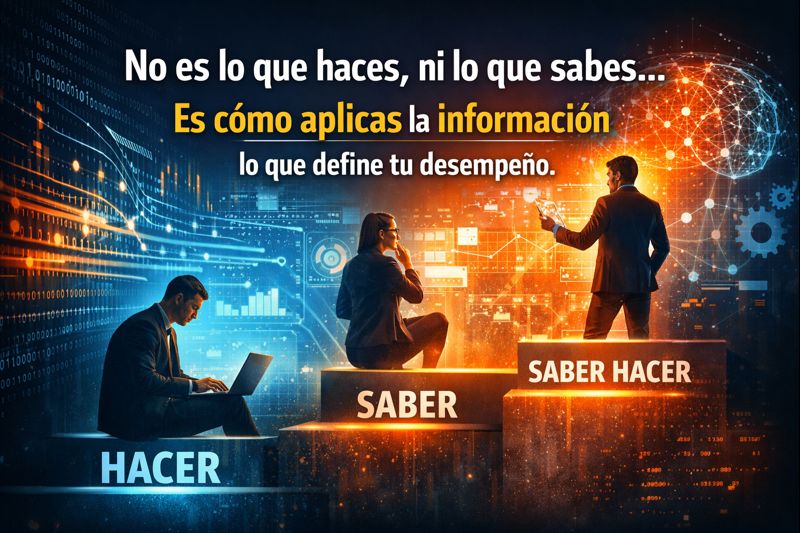 “No es lo que haces, ni lo que sabes… es cómo aplicas la información lo que define tu desempeño.”